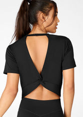 Twist Back Crop Top (Black)