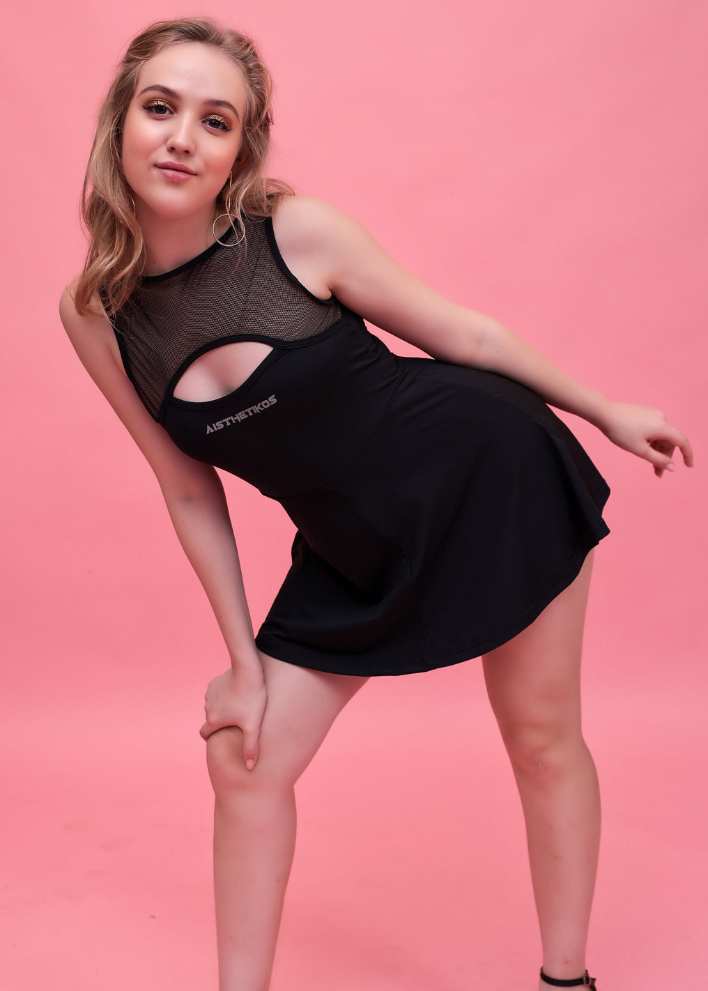 Swirl Tennis Skirt Dress for adventure and coffee run ( Black )