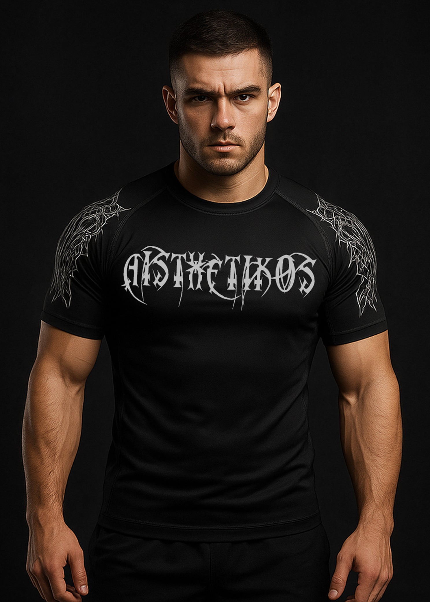 AISTHETIKOS “Dragon Slayer” Compression Tee – Blackout Edition