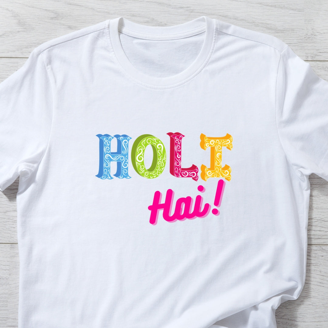 Holi haii T-shirt in White ( Unisex )