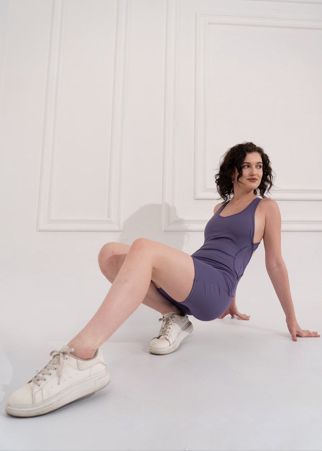 Playsuit With Built-In Bra -Purple