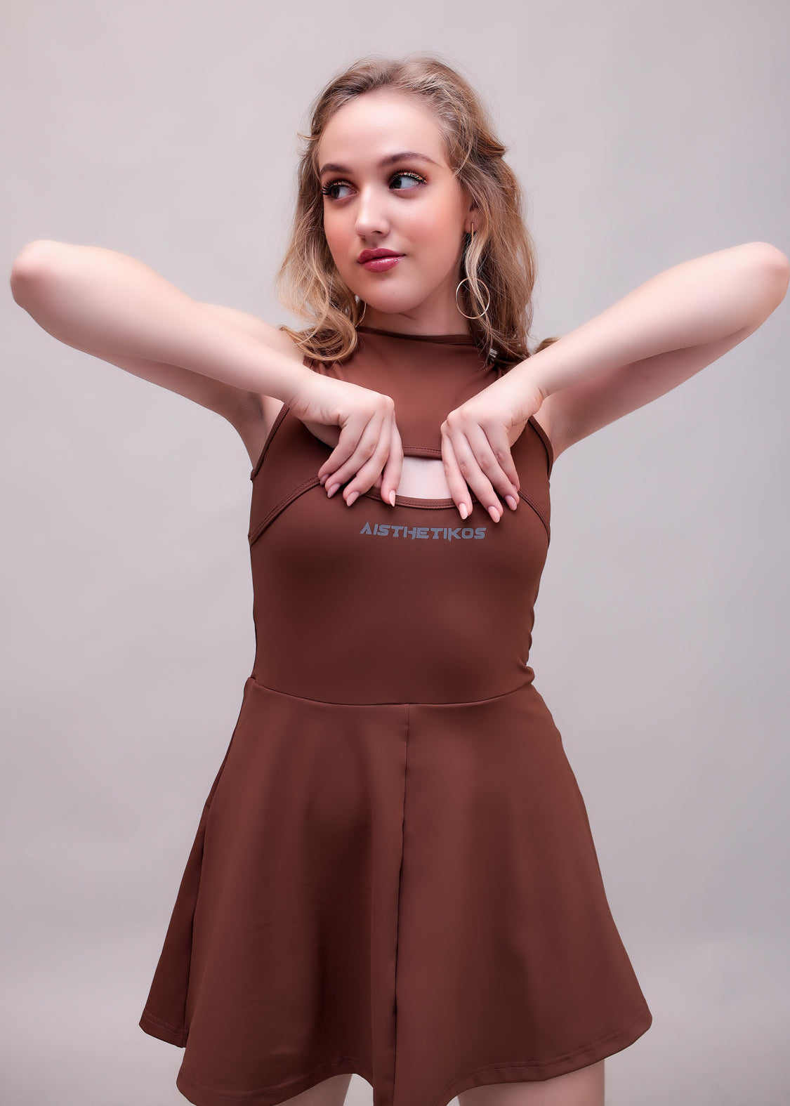 Swirl Tennis Skirt Dress for adventure and coffee run ( Wine )