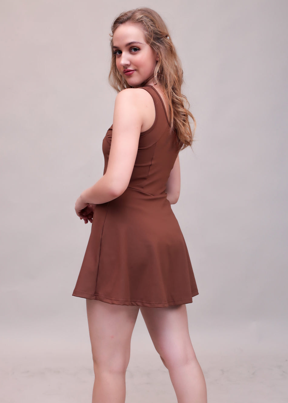 Swirl Tennis Skirt Dress for adventure and coffee run ( Wine )