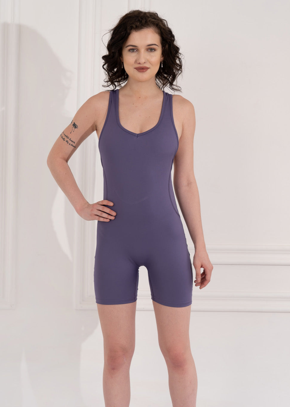 Playsuit With Built-In Bra -Purple
