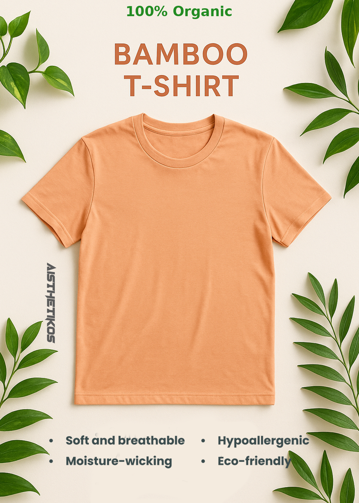 Essentia Bamboo T-Shirt – Peach Unisex 100% Organic Fabric