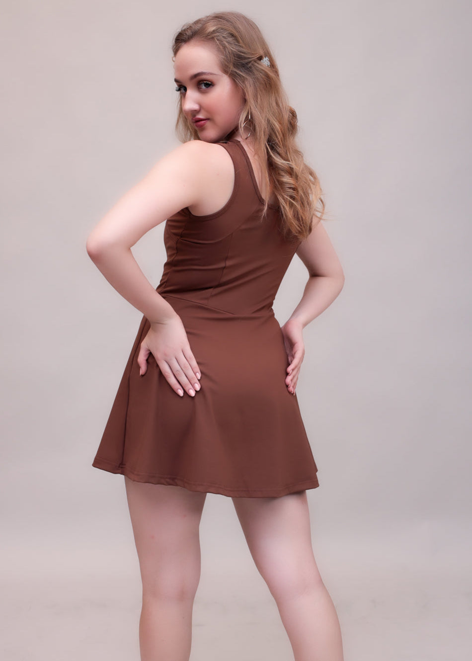 Swirl Tennis Skirt Dress for adventure and coffee run ( Wine )