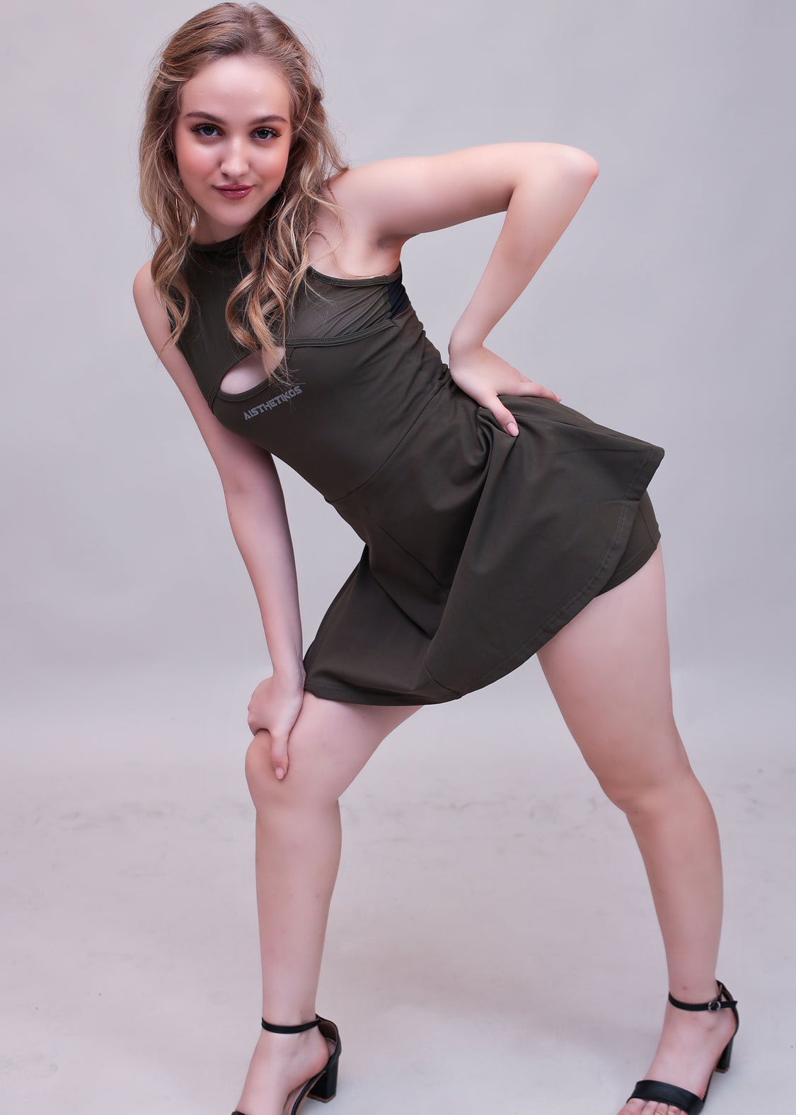 Swirl Tennis Skirt Dress for adventure and coffee run ( Wine )