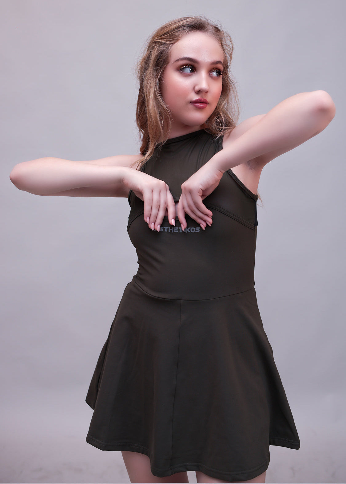 Swirl Tennis Skirt Dress for adventure and coffee run ( Wine )